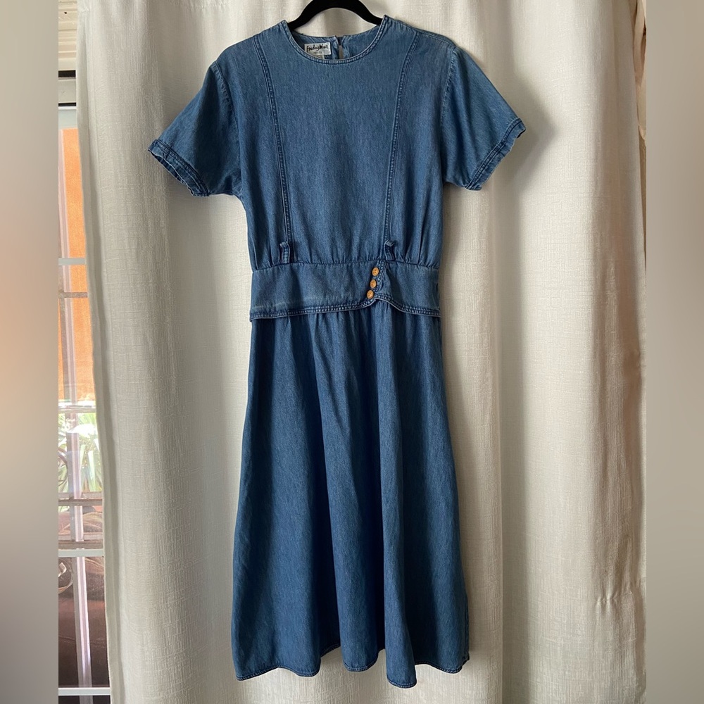 Vintage Denim Blue FridayWear Midi Dress